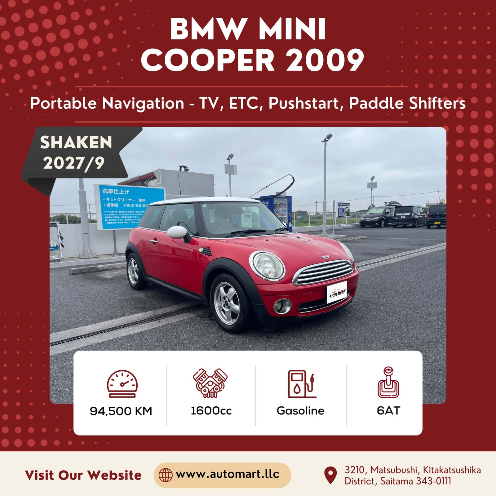 BMW Mini Cooper 2009 - Used Cars Dealership In Saitama - Affordable Cars For Sale - Automartllc Saitama (1)