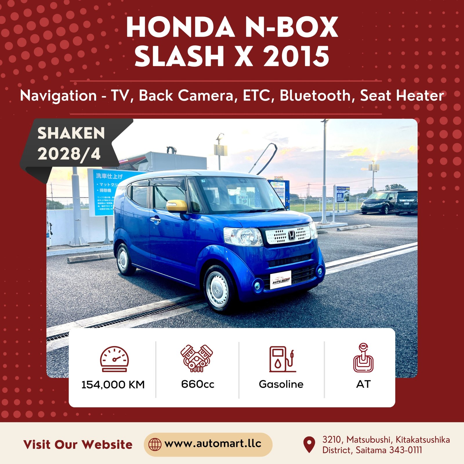 Honda N-BOX Slash 2015 - Jei Cars For Sale - Saitama Used cars - Automartllc (1)