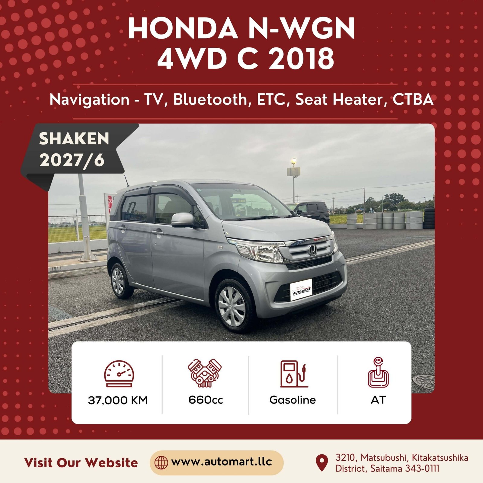 Honda N-WGN 4WD 2018 - Used Cars Saitama - Kei Cars - Automartllc (1)