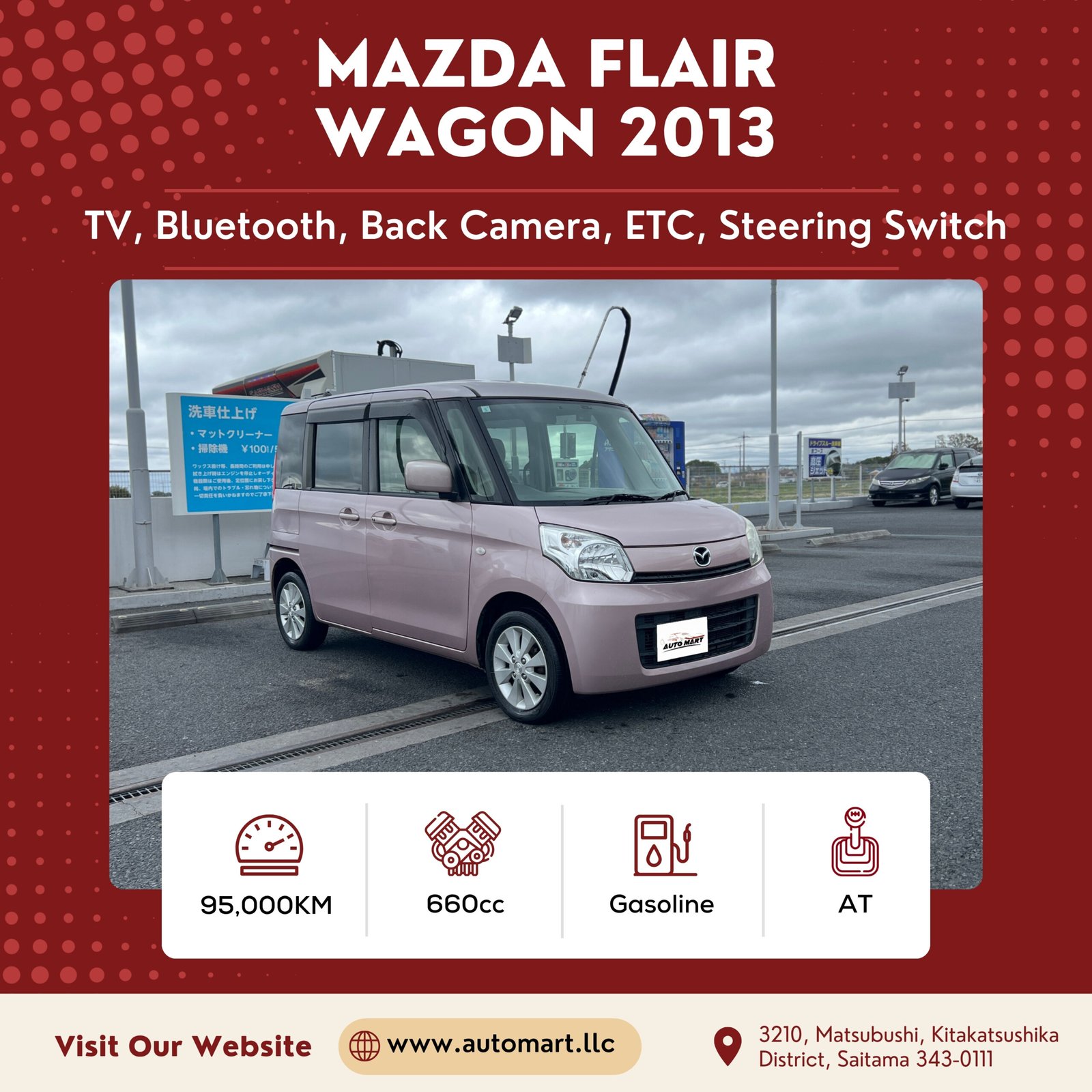Mazda Flair Wagon 2013 - Used Cars For Sale - Used Cars Saitama - Used Cars Saitama - Used Cars Japan - Kei Car For Sale - Car Dealership Japan - Automart llc (1)