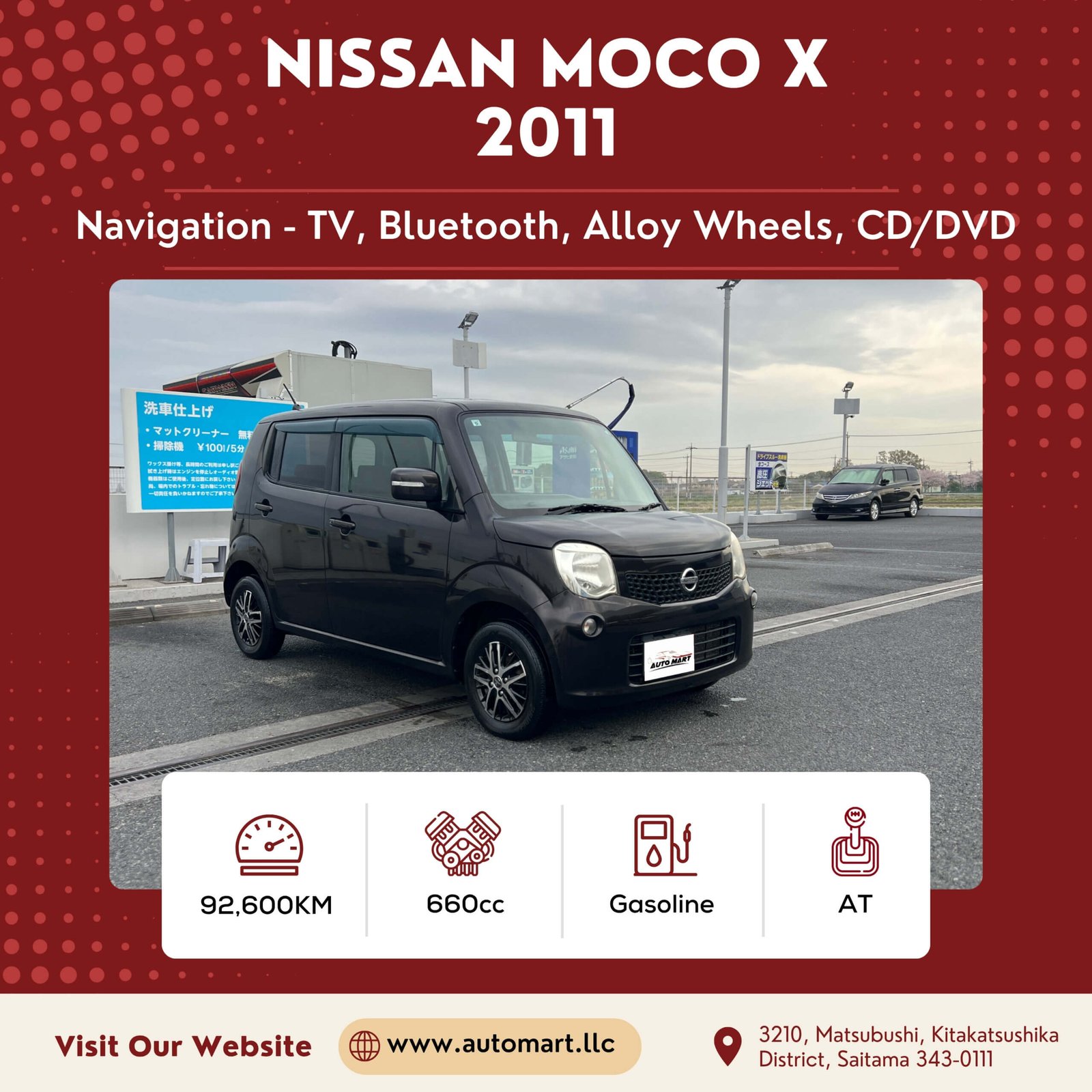 Nissan Moco 2011 - Kei Cars In Japan For Sale - Car For Sale In Japan - Saitama Used Cars - Family Cars - Automartllc Saitama