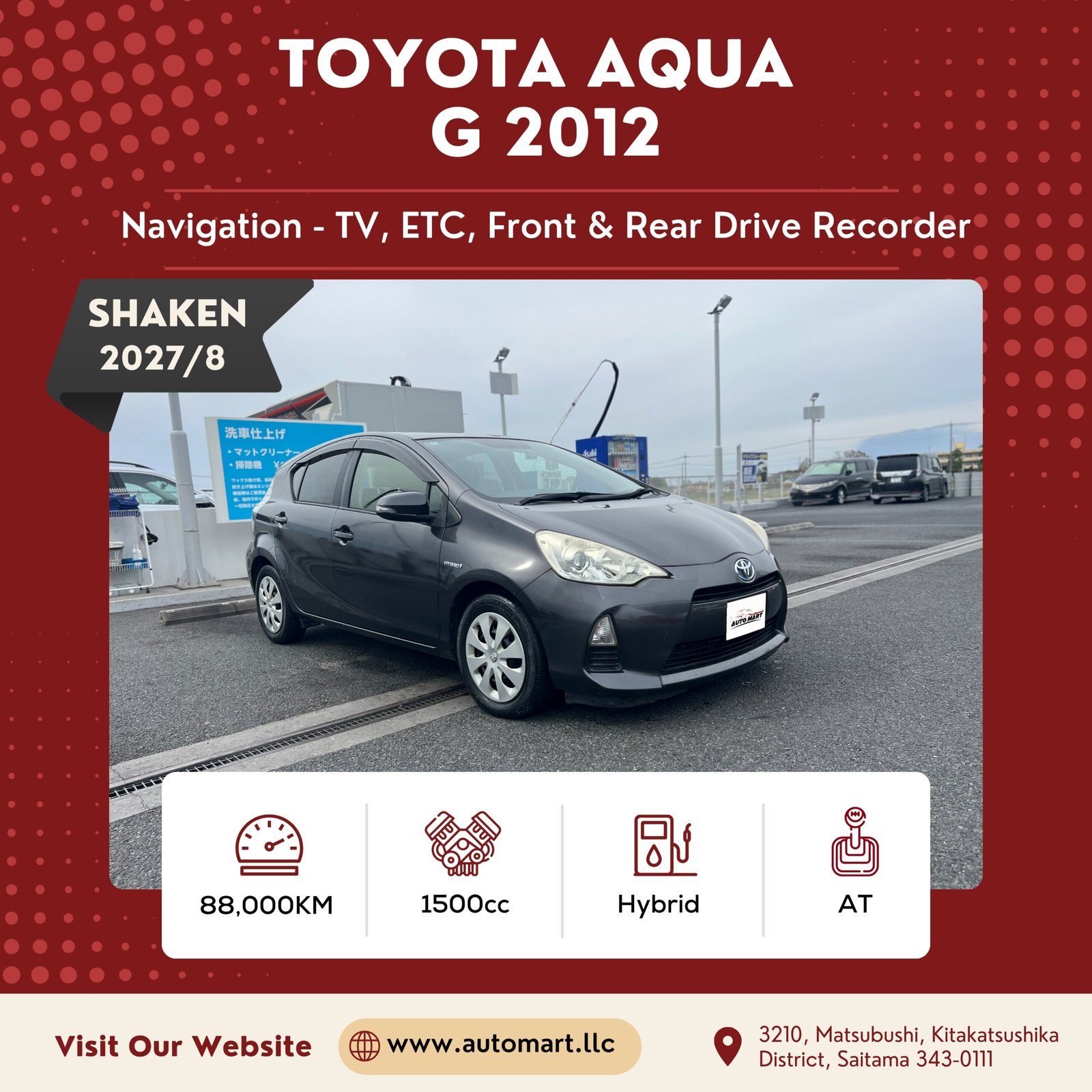 Toyota Aqua 2012 - Used Cars For Sale In Japan - Used Cars Saitama - Automartllc (1)